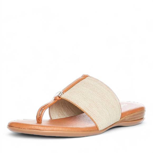 NEW ANDRE ASSOUS women's nice sandal in beige linen - Picture 3 of 4